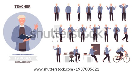 People at work or study vector illustration set. Cartoon tiny happy graduate student and woman scientist, boy courier with delivery box, man shopping and chef cooking, girl gardener working background