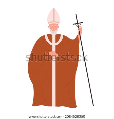 Roman catholic church bishop religious priest. Mediatory sacred agent between humanity and god flat vector illustration 商業照片 © 