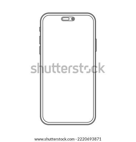 Outline line phone mockup for any project vector illustration. New trendy version stroke style smartphone.