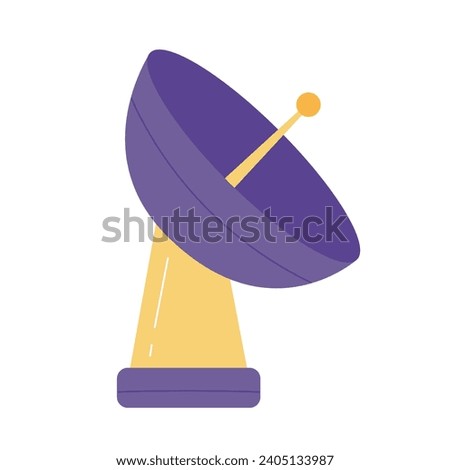 Satellite dish antenna. Space discovery and exploration equipment cartoon vector illustration