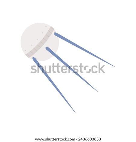 Space sputnik satellite. Galaxy exploration, cosmos discovering cartoon vector illustration