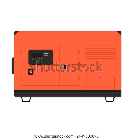 Electric power generator device. Portable gasoline generator, industrial power generator cartoon vector illustration