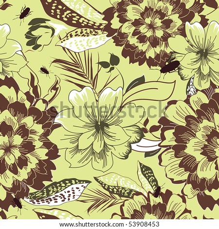 Bright Floral Seamless Pattern Stock Vector 60407104 : Shutterstock