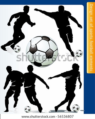 Sports design elements for Web. Soccer player and ball vector.