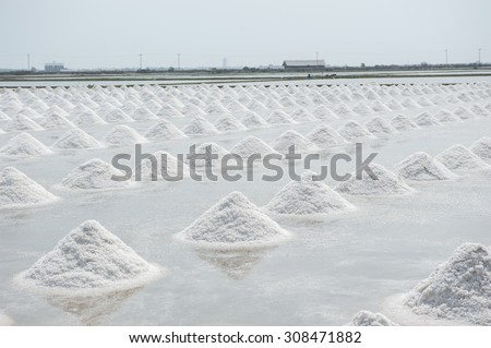 the salt in salt pan on Thailand