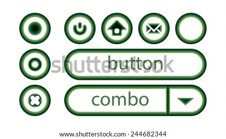 Buttons set for web design, sites elements template, vector,  green color