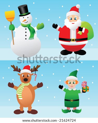 Snowman, Santa Claus, Reindeer, Elf Stock Vector Illustration 21624724 ...