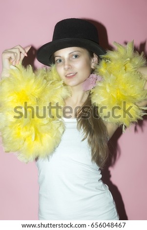 Artist girl in a boa and hatlet Foto stock © 