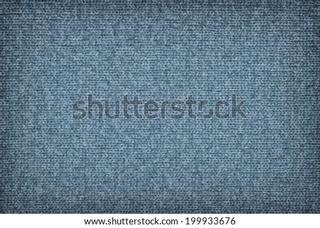 Photograph of Dark Powder Blue woven woolen fabric, vignette, grunge texture sample