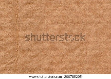Photograph of old recycle, striped kraft Brown paper grocery bag, coarse grain, crushed, crumpled, grunge texture sample - detail