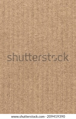 Photograph of recycle beige striped, corrugated, coarse grain, cardboard grunge texture sample.