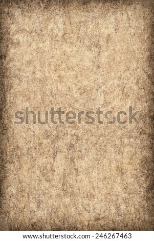 Photograph of Recycle Beige Paper, coarse grain, bleached, mottled, vignette, grunge texture sample