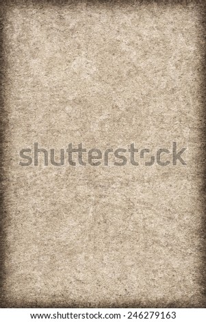 Photograph of Recycle Beige Paper, coarse grain, bleached, mottled, vignette, grunge texture sample.