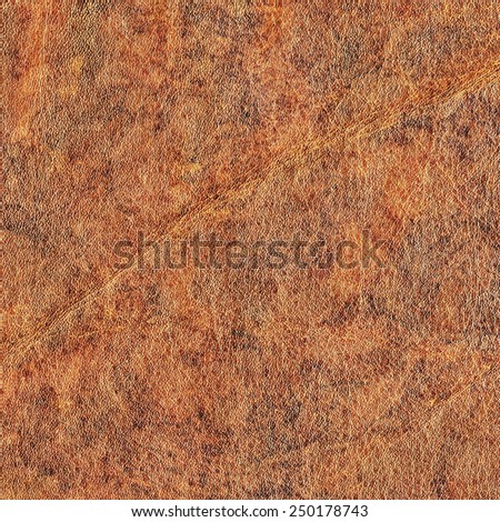 Photograph of old Brown, weathered, rough, creased, coarse grained, exfoliated, mottled Cowhide grunge texture.