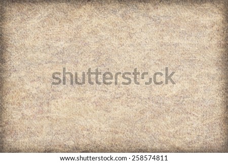 Photograph of Recycle Watercolor Paper, coarse grain, light Grayish Beige, bleached, mottled, vignette, interspersed with delicate irregular white linear pattern, grunge texture.