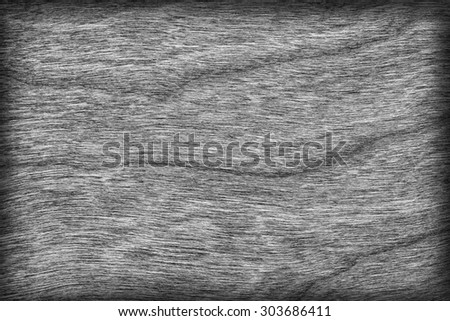 Natural Cherry Wood Veneer Bleached Dark Gray Vignette Grunge Texture.