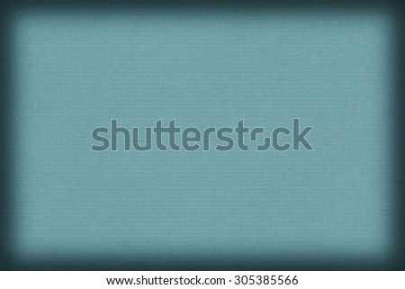 Photograph of old recycle, striped Kraft Pale Marine Blue Paper, coarse grain vignette grunge texture.