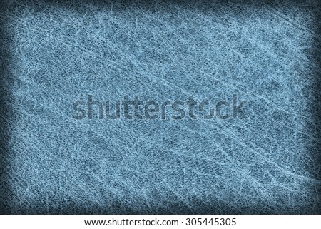 Photograph of Old, Dark Blue Cowhide, Weathered, Coarse, Creased, Exfoliated, Cracked, Vignette Grunge Texture Sample.