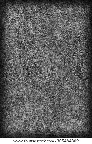 Photograph of Old, Dark Gray Cowhide, Weathered, Coarse, Creased, Exfoliated, Cracked, Vignette Grunge Texture Sample.