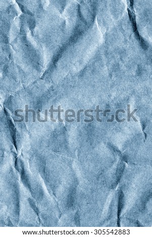 Coarse Recycle Blue Kraft Paper Grocery Bag, Stained, Crushed, Crumpled, Grunge Texture Detail.