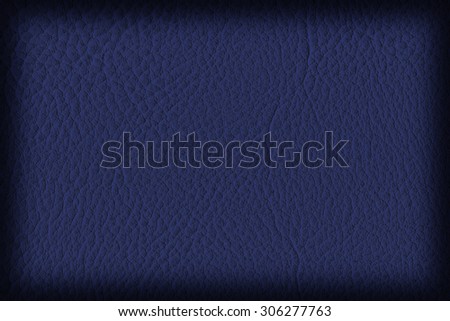 Photograph of Artificial Leather, dark Navy Blue, Coarse Vignette Grunge Texture Sample.
