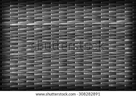 Straw Place Mat Weave Pattern, Bleached and Stained Dark Gray, Vignette Grunge Texture Sample.
