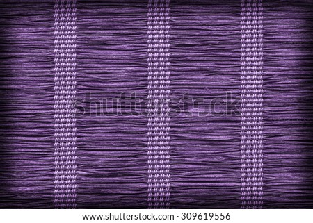 Paper Plaited Place Mat, Bleached and Stained Purple, Woven, Creased, Vignette Grunge Texture Sample.