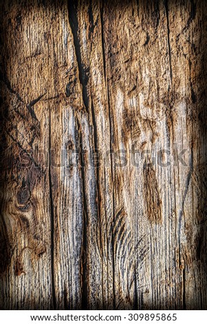 Old Weathered, Rotten, Cracked, Wooden Square Timber Bollard, Vi