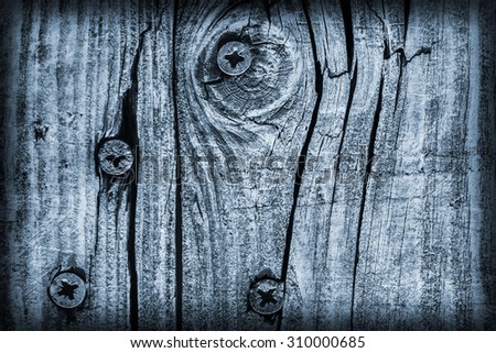 Old Weathered, Rotten, Cracked Planking, Bleached and Stained Blue, Vignette Grunge Texture Detail.