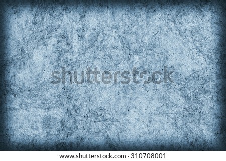 Recycle Kraft Paper, Coarse Grain, Crumpled, Blotted, Mottled, Stained Blue, Vignette Grunge Texture Sample.