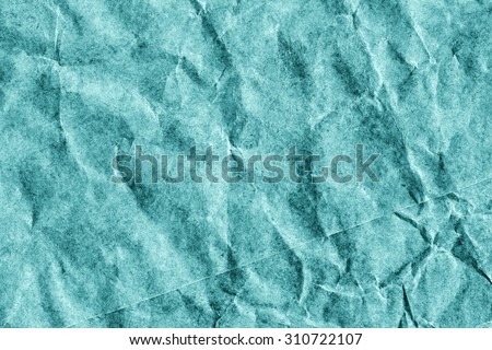 Recycle Kraft Paper, Coarse Grain, Crumpled, Blotted, Mottled, Stained Cyan, Grunge Texture Sample.