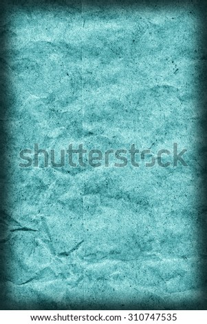 Recycle Kraft Paper, Coarse Grain, Crumpled, Blotted, Mottled, Stained Cyan, Vignette, Grunge Texture Sample.