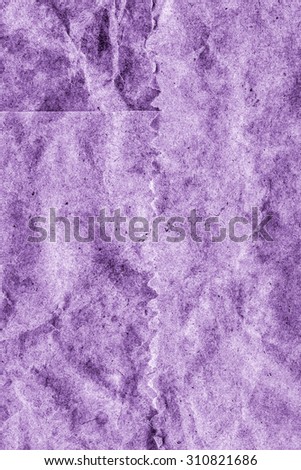 Recycle Kraft Paper, Coarse Grain, Crumpled, Blotted, Mottled, Stained Purple, Grunge Texture Sample.
