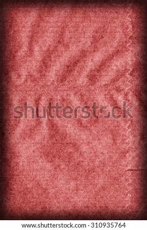 Recycle Kraft Paper, Coarse Grain, Crumpled, Blotted, Mottled, Stained Red, Vignette, Grunge Texture Sample.