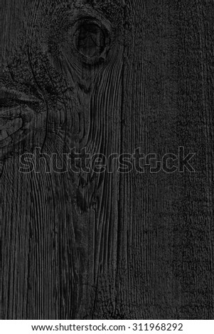 Old Knotted Wood, Weathered, Rotten, Cracked, Bleached and Stained Charcoal Black, Grunge Texture.
