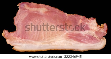 Pork Shoulder Ham Slice, Isolated on Black Background.