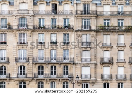 PARIS MAY 07, 2015: French architecture at the Paris Le Marais quarter taken on May 07, 2015 in Paris, France