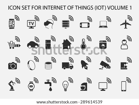 Simple internet of things icon set. Symbols for IOT with flat design. 