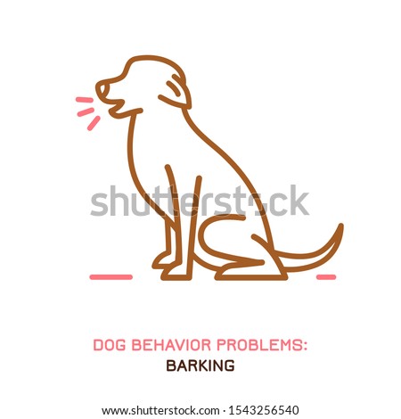 Dog behavior problem icon. Domestic animal or pet language. Yapping dog. Loud barking. Doggy reaction. Simple icon, symbol, sign. Editable vector illustration isolated on white background