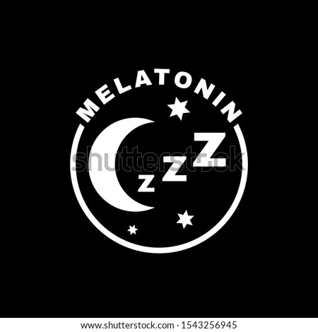 Melatonin icon. Sleeping problems sign. Sleeping disorder, nightmare, sleeplessness pictogram. Medical, healthcare, healthy lifestyle concept. Editable vector illustration in white color.  