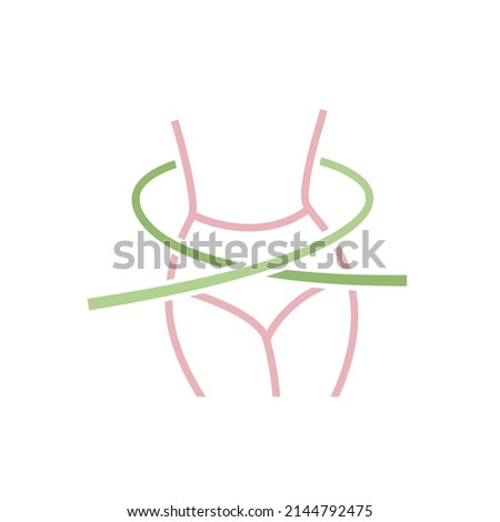 Weight loss icon, slimmy woman figure sign. Slimming, fitness, diet, healthy lifestyle. Vector illustration for sport wellness app, weight control application advertising.