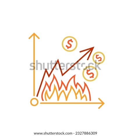 Heatinflation outline icon, sign, pictogram. New term. Extreme drought. Inflation accelerated by heat effects on agriculture. Editable vector illustration isolated on a white background