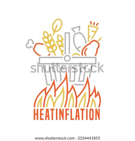 Heatinflation outline icon, sign, pictogram. New term. Extreme drought. Inflation accelerated by heat effects on agriculture. Editable vector illustration isolated on a white background