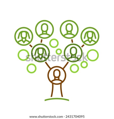 Family tree linear pictogram, icon. Genealogical table outline symbol. Genealogy concept. Editable vector illustration in thin line style isolated on a white background