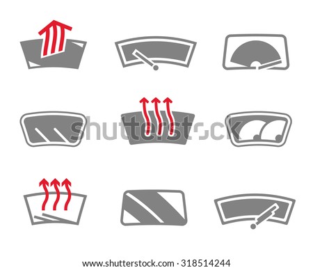 Vector graphic set of car windows isolated icons. Editable illustration. Automotive collection.