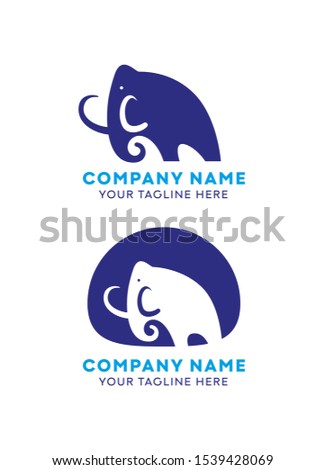 mammoth animal with white background logo symbol icon designs vector illustration template. elephant  silhouette icon in minimalistic style 