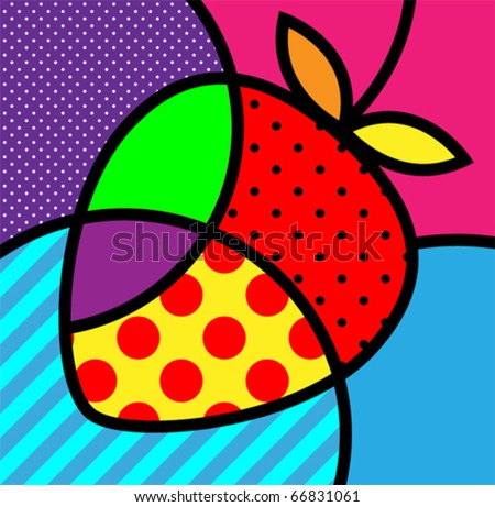 strawberry pop-art fruits vector illustration for design