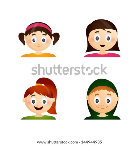 Vector illustration of funny cartoon character faces