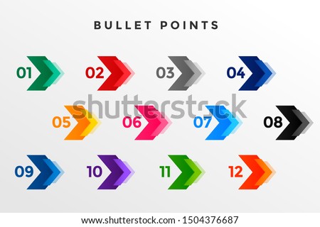 direction number bullet points from one to twelve ストックフォト © 