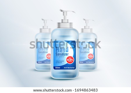 hand sanitizer bottle container mockup template in realistic style
